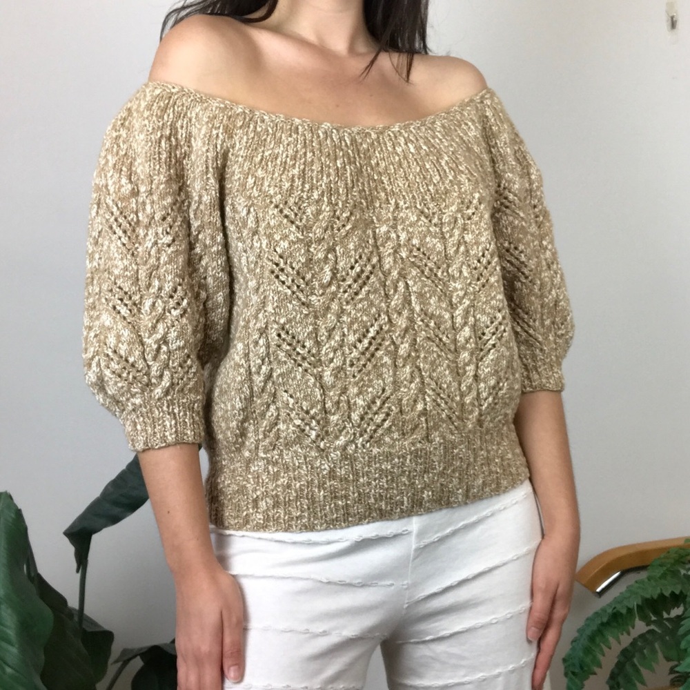 Vintage handmade off the shoulder sweater